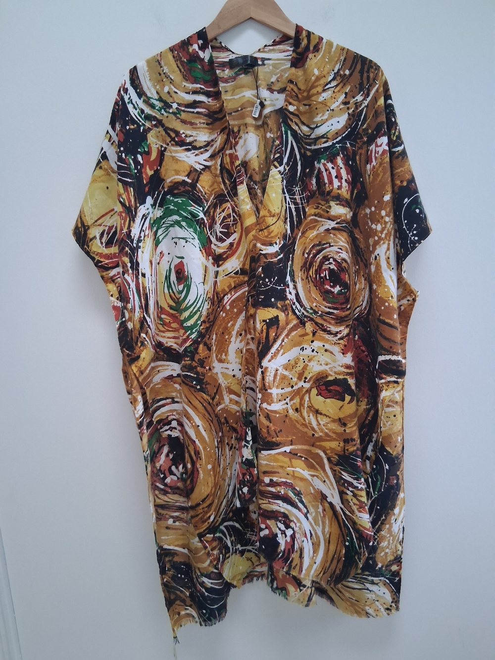 Women's Abstract Swirl Bella's Cover-Up Kimono Caftan Dress Multicolor One Size